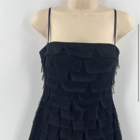 BCBGMaxAzria Black Tulle Tiered Full Length Formal Black Tie Dress Gown 4 - Picture 2 of 5
